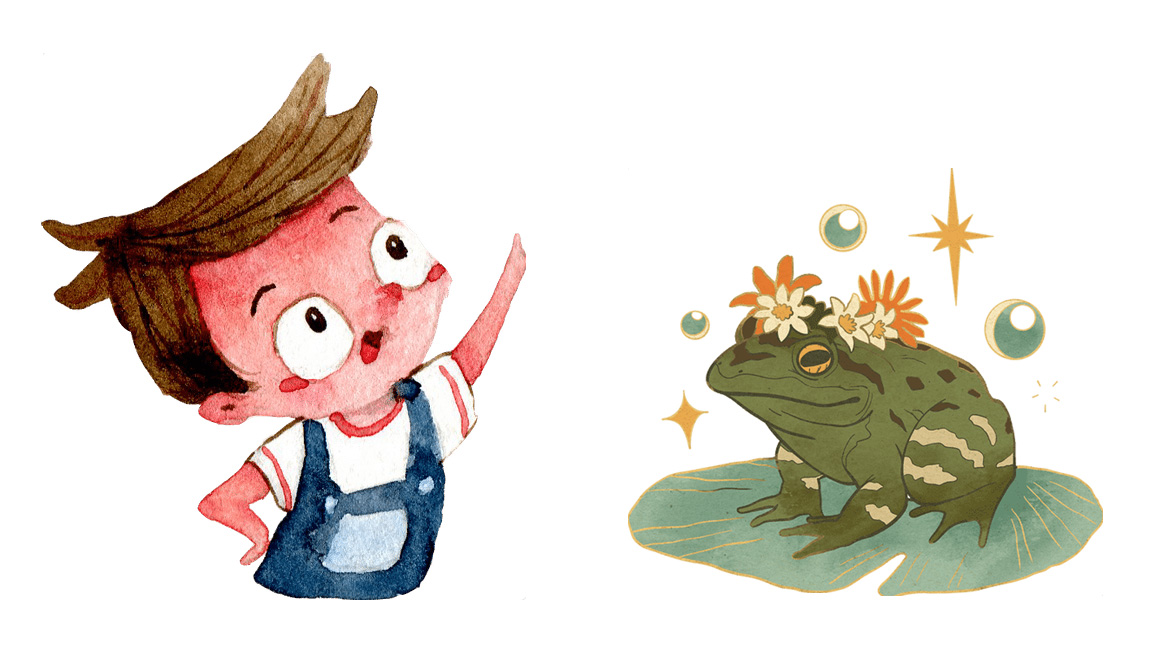 青蛙、昆虫和花朵